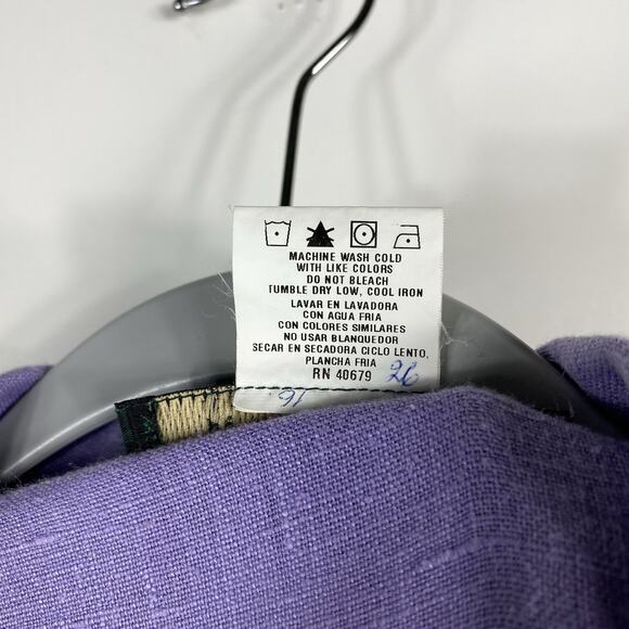 Harve Benard Size 8 Linen Button Front Shirt Purple - Picture 5 of 5